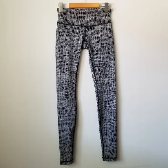 LULULEMON Wunder Under Pant III Fall Net White Black Size 4 - Picture 4 of 16